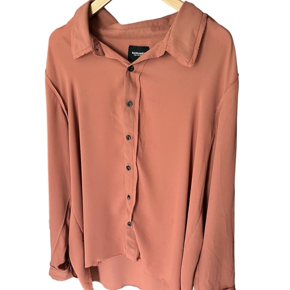 Rachel Comey Rust Orange Brown Frayed Button Down 10 - Picture 2 of 4
